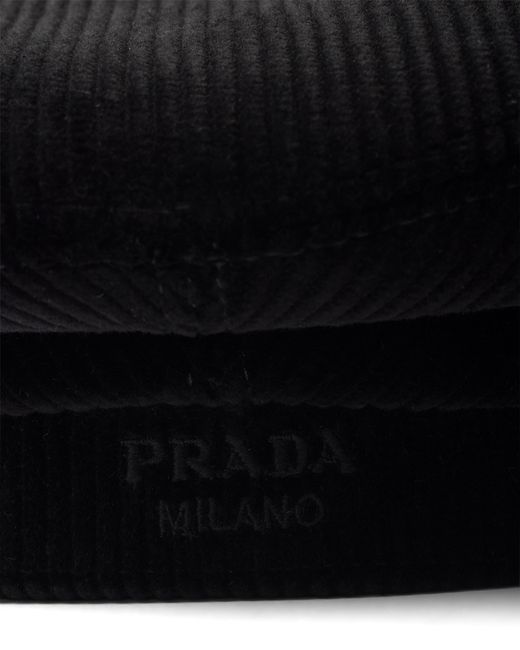 Prada Black Corduroy Newsboy Cap for men