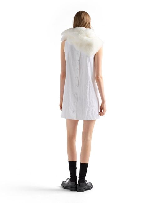 Prada White Embroidered Old Reps Fabric Mini-Dress