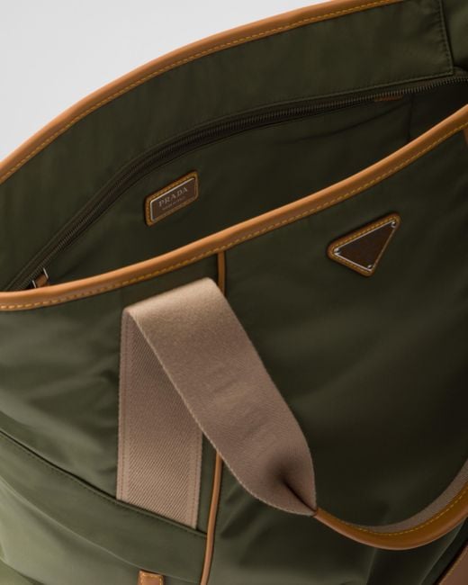 Prada Tote Bag Aus Re-Nylon Und Leder in Green für Herren