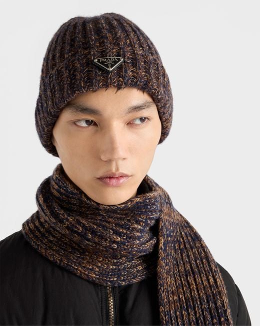 Prada Brown Wool And Cashmere Beanie for men