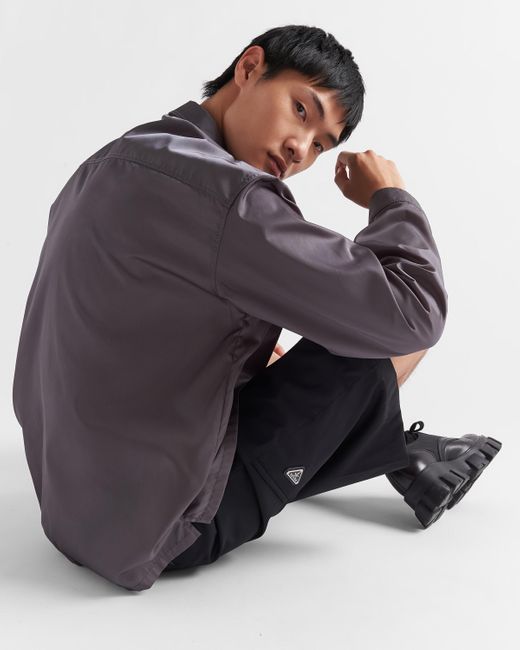 Prada Gray Oversized Re-nylon Shirt for men