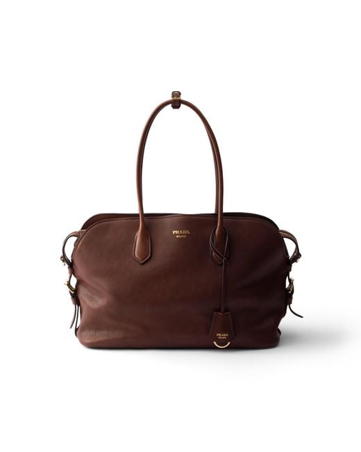 Prada Brown Signet Large Leather Tote Bag, Cocoa