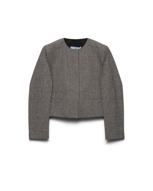 Chaqueta De Botonadura Simple Mouliné Príncipe De Gales, Mujer, Talla Prada de color Gray