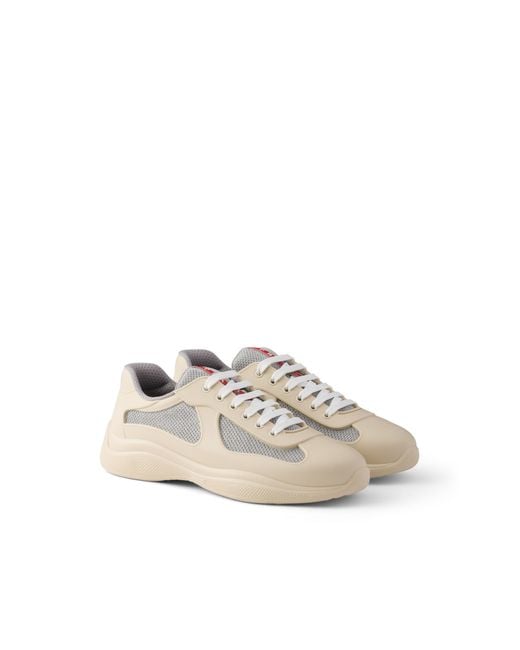 Prada White America's Cup Soft Rubber And Bike Fabric Sneakers for men