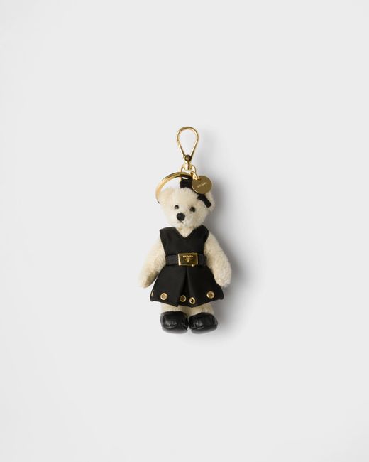 Prada White Teddy Keychain Charm