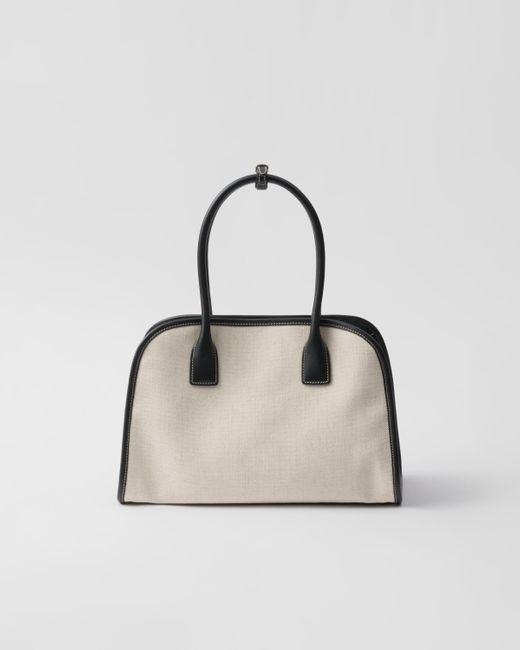 Cabas En Cuir Et Lin Mélangé Prada en coloris Natural