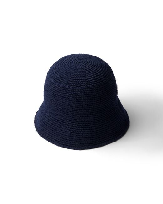 Prada Blue Crochet Bucket Hat for men