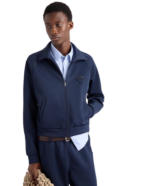Prada Blue Zippered Technical Fabric Jacket for men