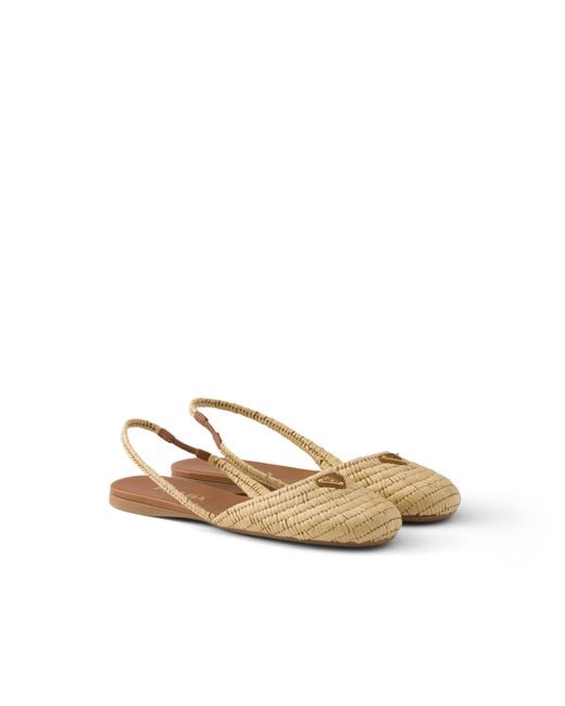 Prada Metallic Crochet Slingback Ballerinas