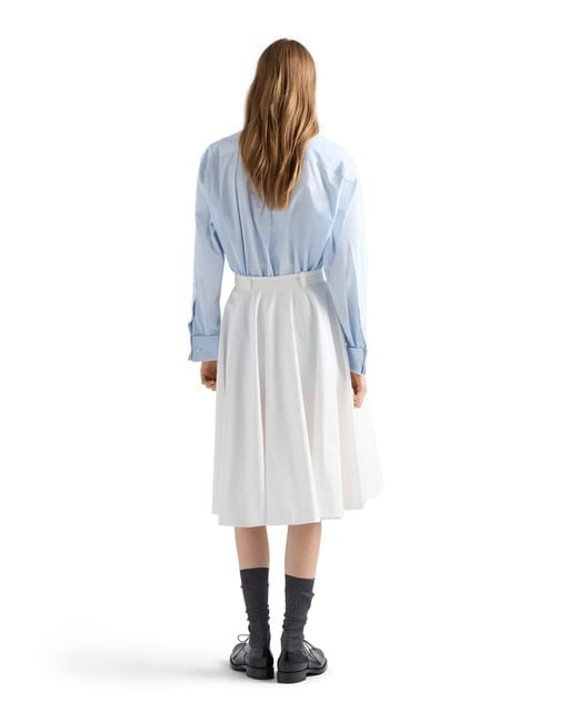 Prada White Chino Midi-Skirt With Zipper
