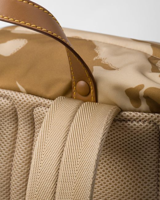 Prada Metallic Printed Re-Nylon And Leather Backpack for men