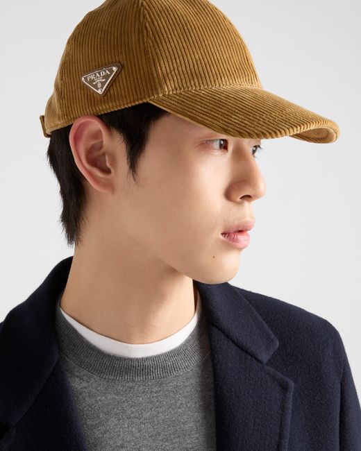 Prada Multicolor Corduroy Baseball Cap for men