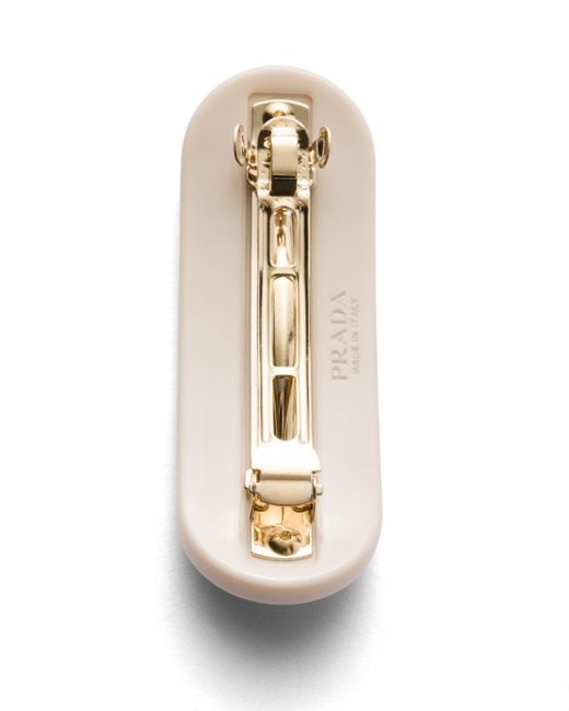 Prada Natural Logo-Plaque Hair Clip