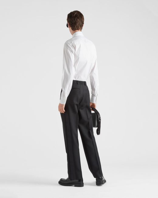 Prada White Stretch Poplin Shirt for men