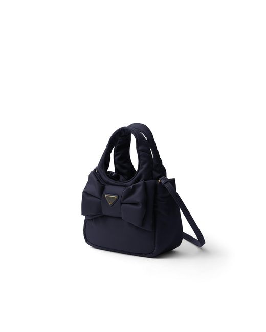 Prada Blue Mini Padded Re-Nylon Bag With Bow