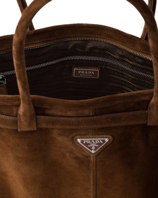 Prada Brown Bonnie Suede Tote Bag for men