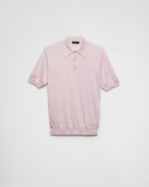 Prada Poloshirt Aus Kaschmir in Pink für Herren