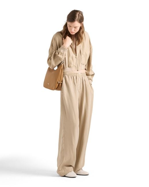 Prada Natural Cropped Old Silk Bomber Jacket