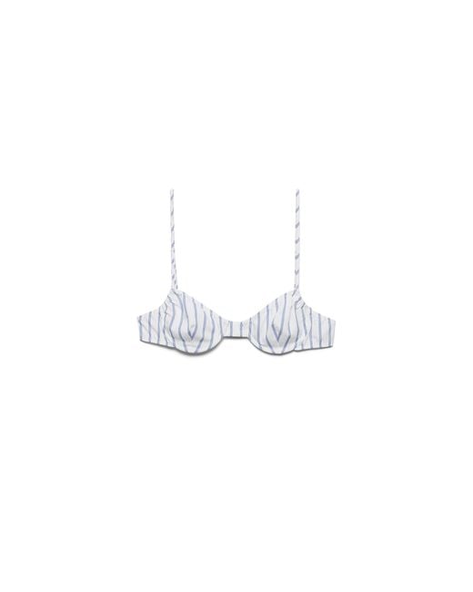 Prada White Striped Poplin Bra