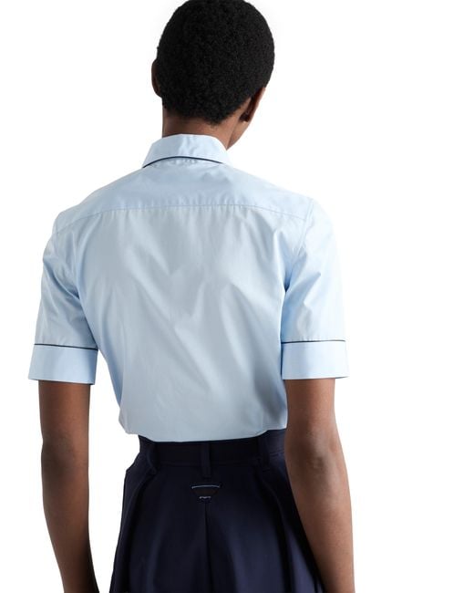 Prada Blue Short-Sleeved Poplin Shirt, Sky