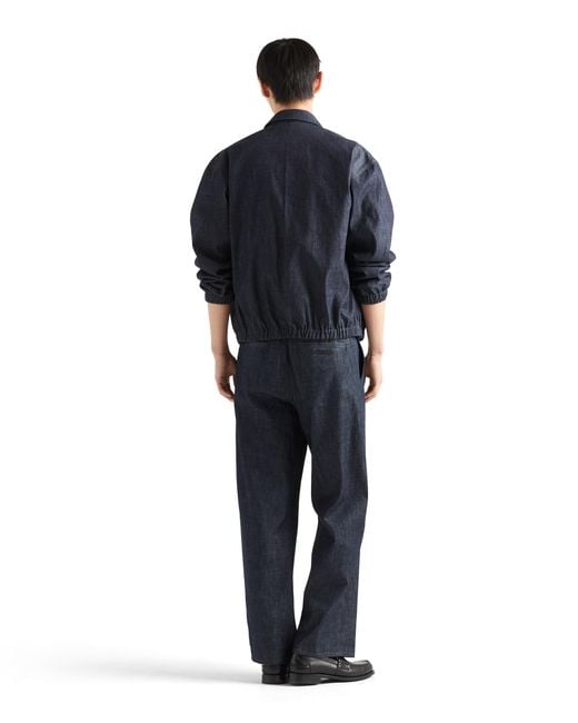 Prada Blue Chambray Denim Blouson Zipper Jacket for men