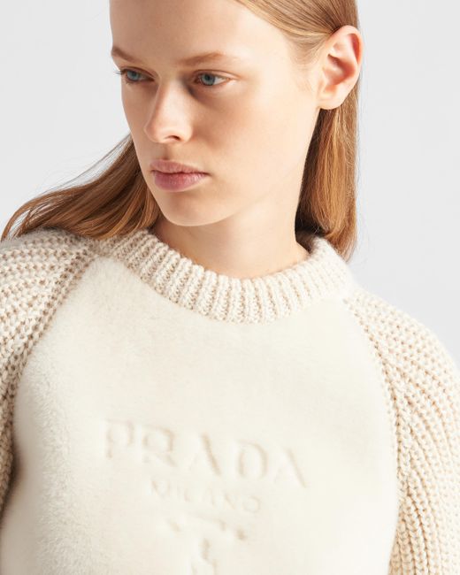 Prada White Alpaca Crew-neck Sweater