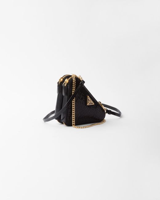 Mini Pochette Triangulaire À Sequins Prada en coloris Black