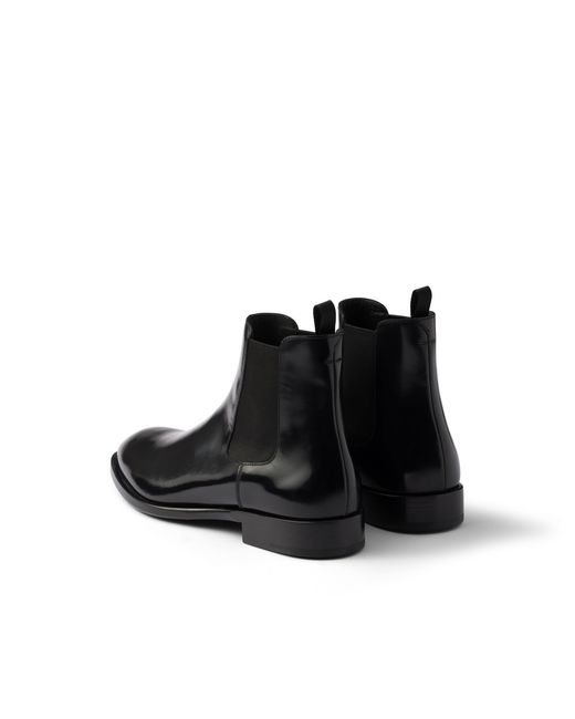 Prada Black Brushed Leather Chelsea Boots, Size 5,5 for men