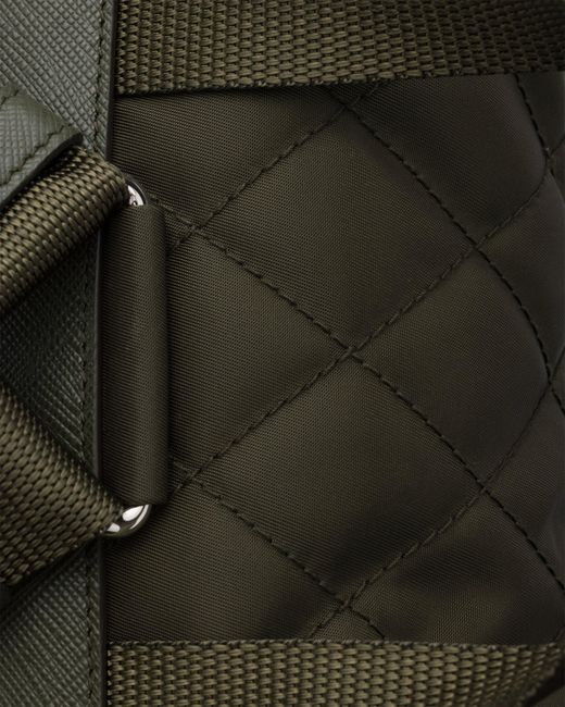 Prada Black Medium Quilted Re-Nylon Backpack With Saffiano Leather Trim