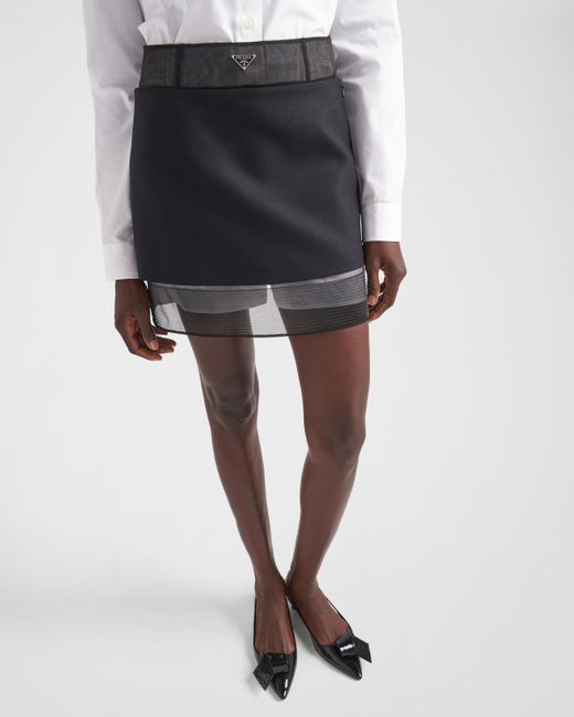 Prada Black Wool Miniskirt With Crinoline