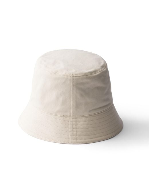 Prada White Old Gabardine Bucket Hat for men