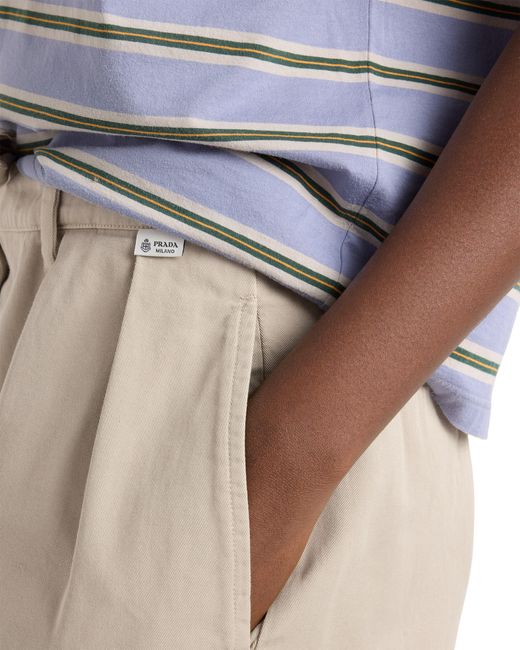 Prada White Old Gabardine Pants, Sand