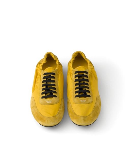 Prada Yellow Re-Nylon And Suede Collapse Sneakers for men