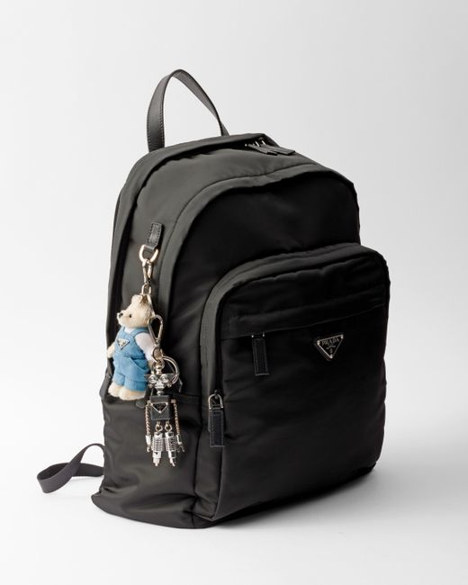 Ciondolo Da Borsa Teddy Con Anello di Prada in Blue da Uomo