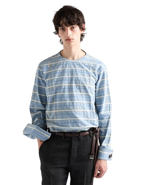 Prada Blue Cotton Shirt for men