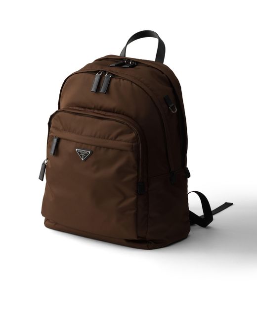 Prada Brown Re-Nylon And Saffiano Leather Backpack for men