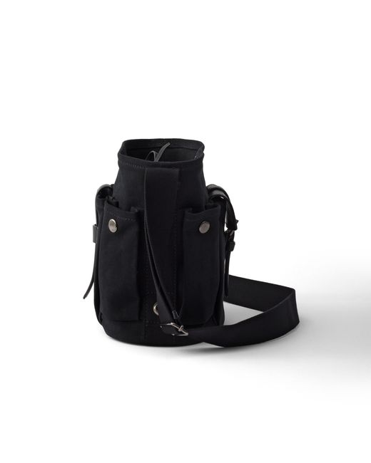 Prada Black Route Mini Canvas And Leather Bucket Bag