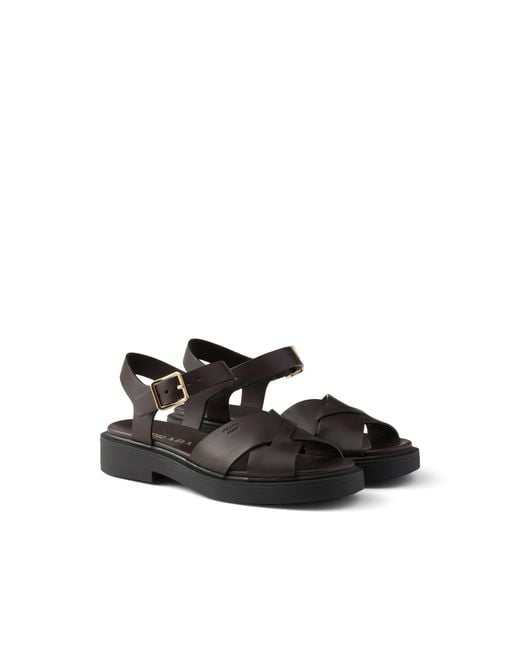 Prada Black Leather Sandals, Dark