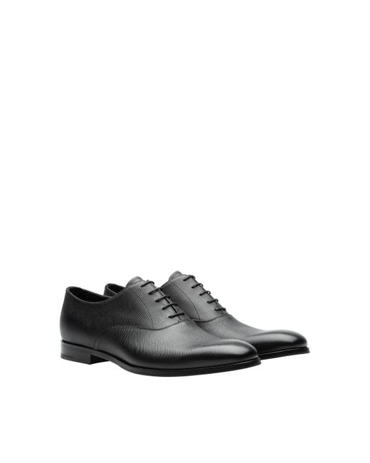Prada White Saffiano Leather Oxford Shoes for men
