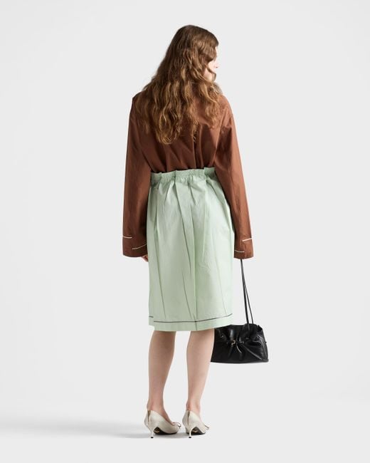 Jupe Mi-Longue En Coton Prada en coloris Green