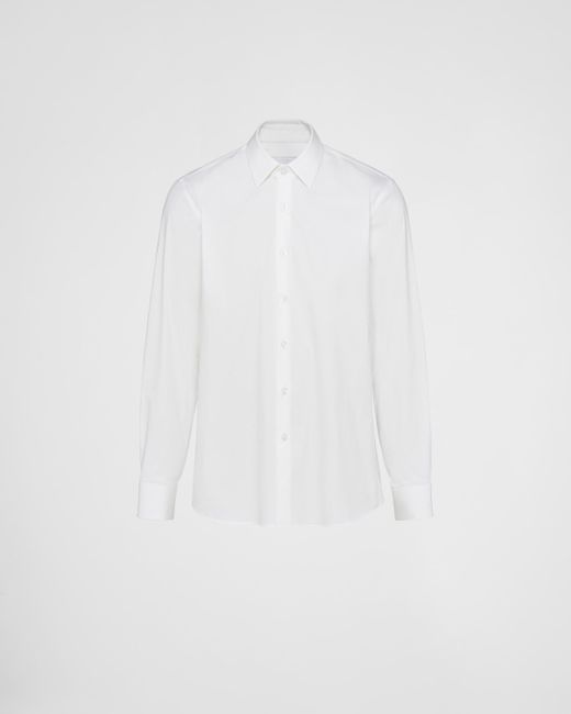 Prada White Stretch Cotton Shirt for men