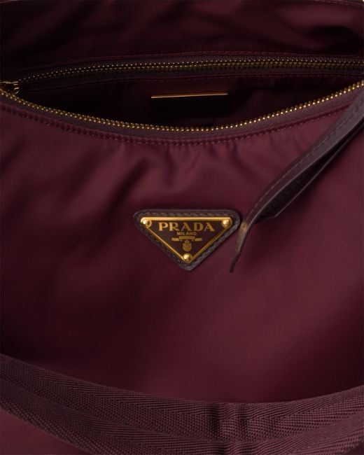 Prada Purple Explore Large Re-Nylon And Leather Bag, Burgundy