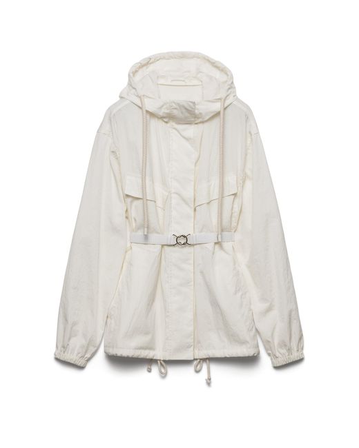 Prada White Cotton-Blend Belted Jacket