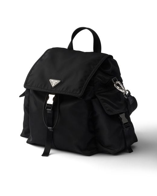 Prada Black Explore Re-Nylon And Leather Backpack for men