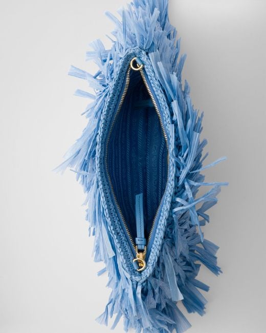 Prada Blue Medium Fringed Crochet Clutch
