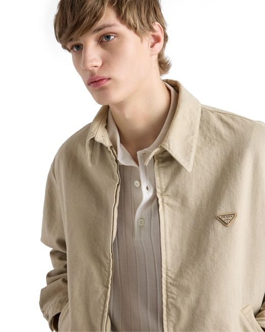 Prada Natural Old Denim Blouson Jacket, Sand for men