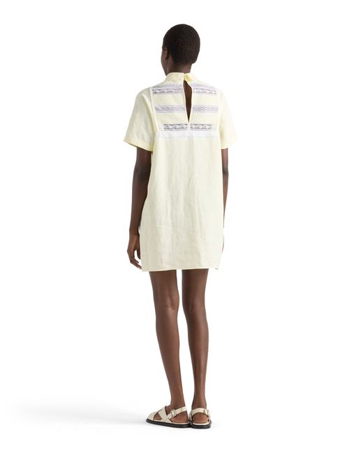 Prada White Embroidered Linen Mini-Dress
