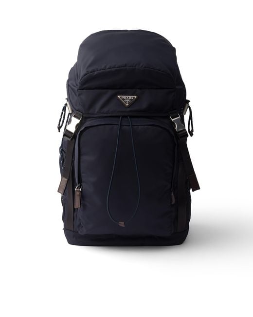 Prada Blue Speedrock Re-Nylon And Leather Backpack for men