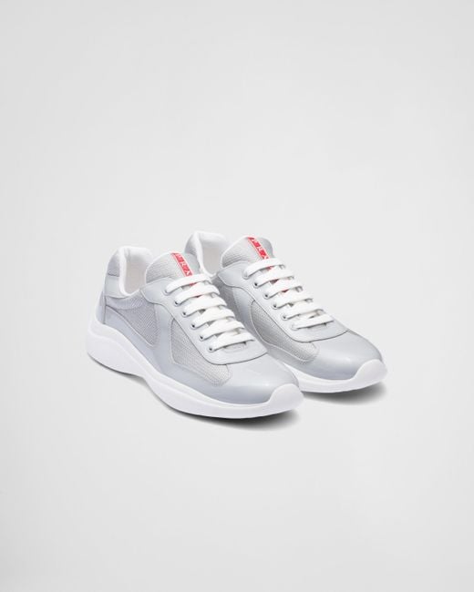 Prada White Patent Leather And Technical Fabric America'S Cup Sneakers for men