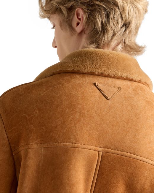 Caban En Shearling, Homme, Taille Prada pour homme en coloris Brown